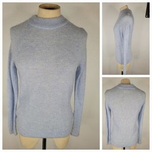 H&M Sweater Wool Mohair Sz XS Crewneck Fuzzy Blue